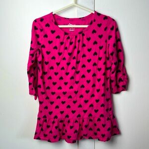CIRCO Kids Hot Pink Tunic Top with Black Heart Pattern